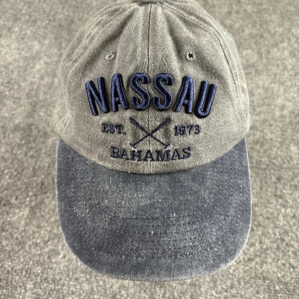 Nassau‎ Bahamas Baseball Cap Gray Blue Strapback Dad Hat Vacation Resort Beach